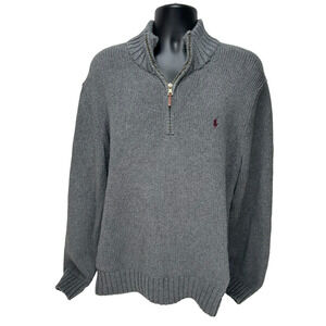 Polo By Ralph Lauren Estate-Rib Half-Zip Gray Men's L Knit Pullover Sweater